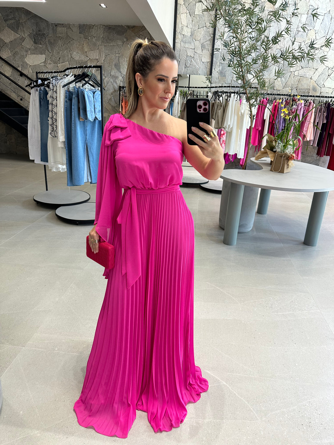 Vestido 01 ombro babados